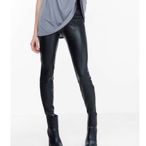LOFT Black Faux Leather High Rise Ankle Leggings